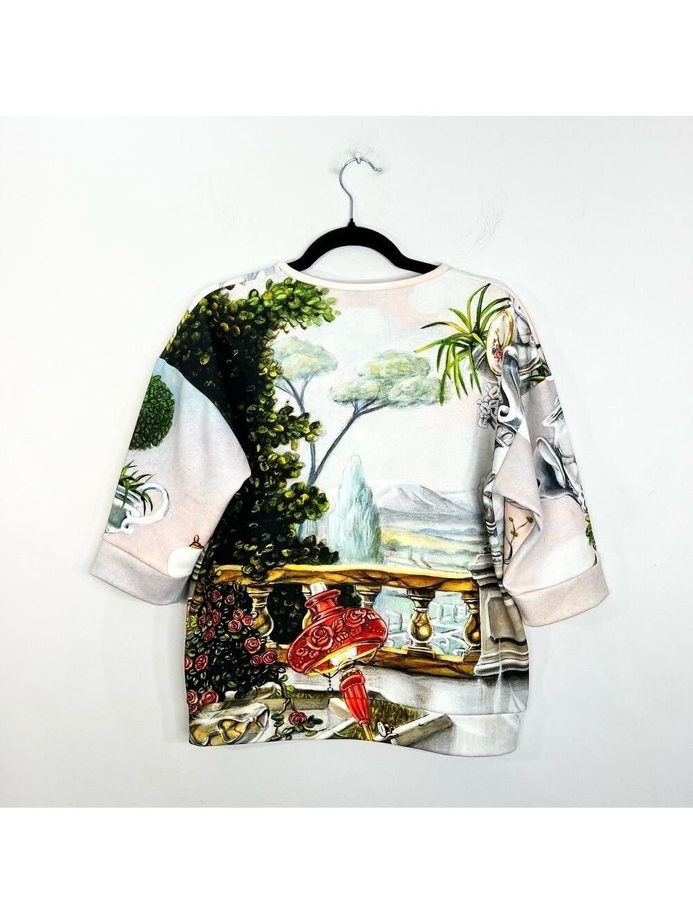 MRZ Italy designer drop shoulder half sleeve oversized graphic print top S - Picture 4 of 15